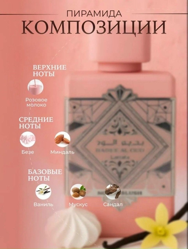 Пирамида нот Lattafa Bade'e Al Oud Pink